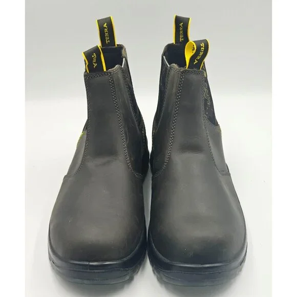 Terra Men's Black Leather Chelsea Soft Toe Pull-On Work Boots Size 10 2844 - Picture 12 of 16